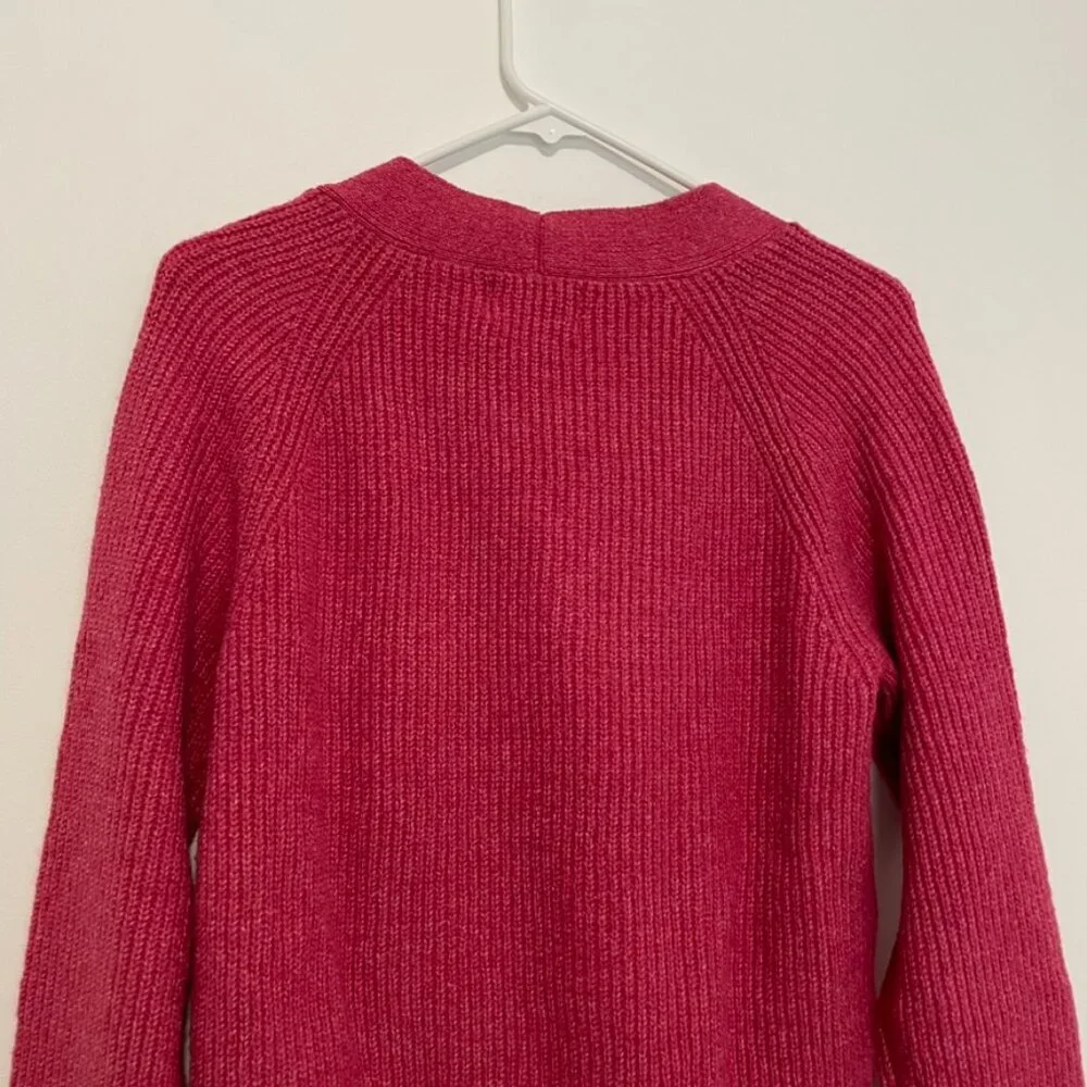 OLD NAVY Shaker Stitch Cardigan Sweater Magenta / Berry Pink Chunky Knit Relaxed - Picture 14 of 15